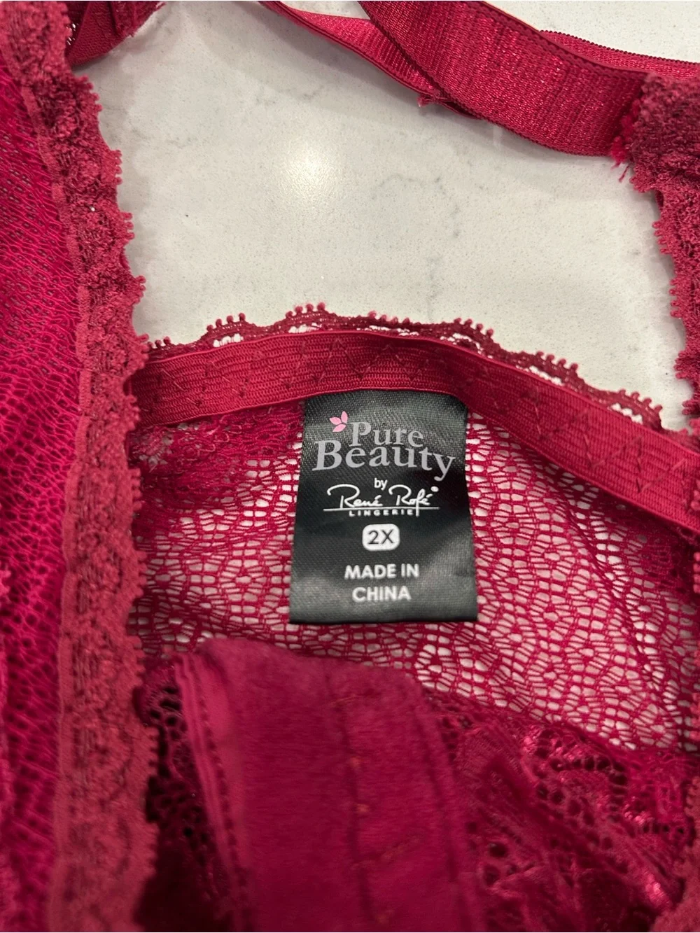 Rene Rofe Lace Bralette Set — Plum, Black, and Deep Pink